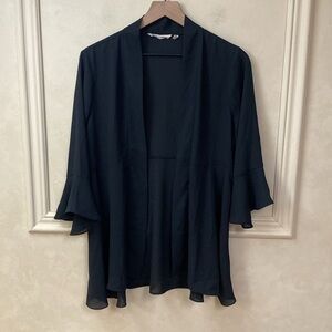 Soft Surroundings Black Chiffon Sheer Open Kimono Top Pullover Jacket Top PL